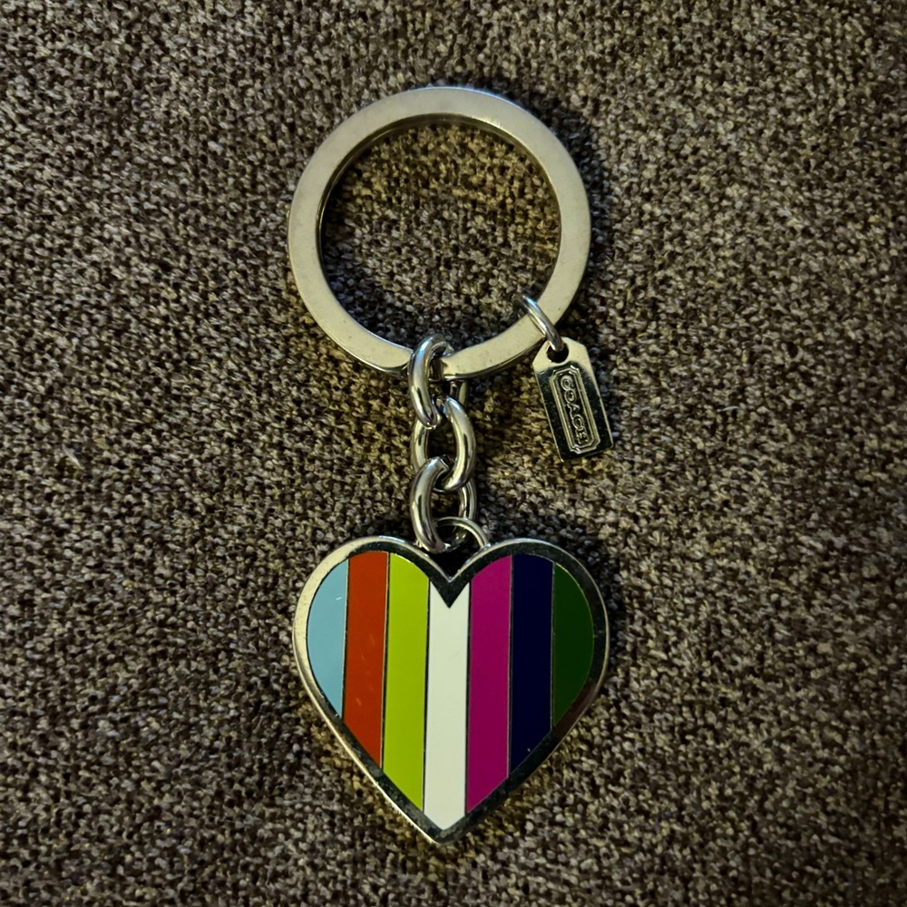 Striped Heart Coach Keyfob